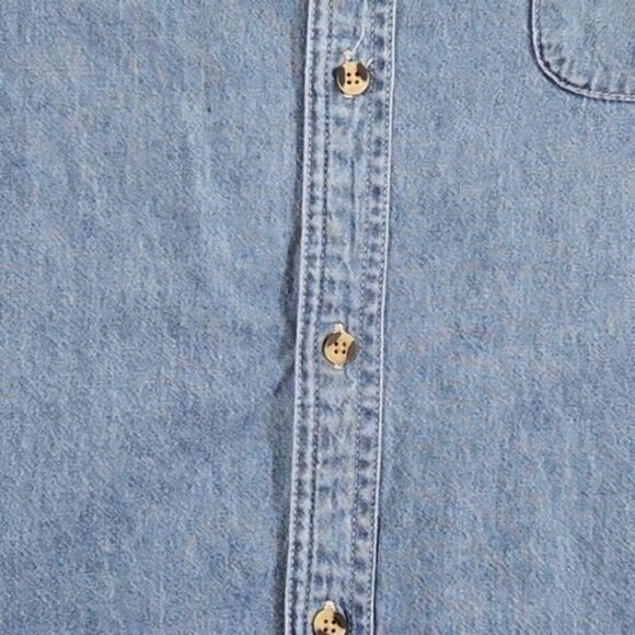 Port & Company SP11 Men's Short Sleeve Button Down Value Denim Shirt with Pocket - Picture 8 of 15